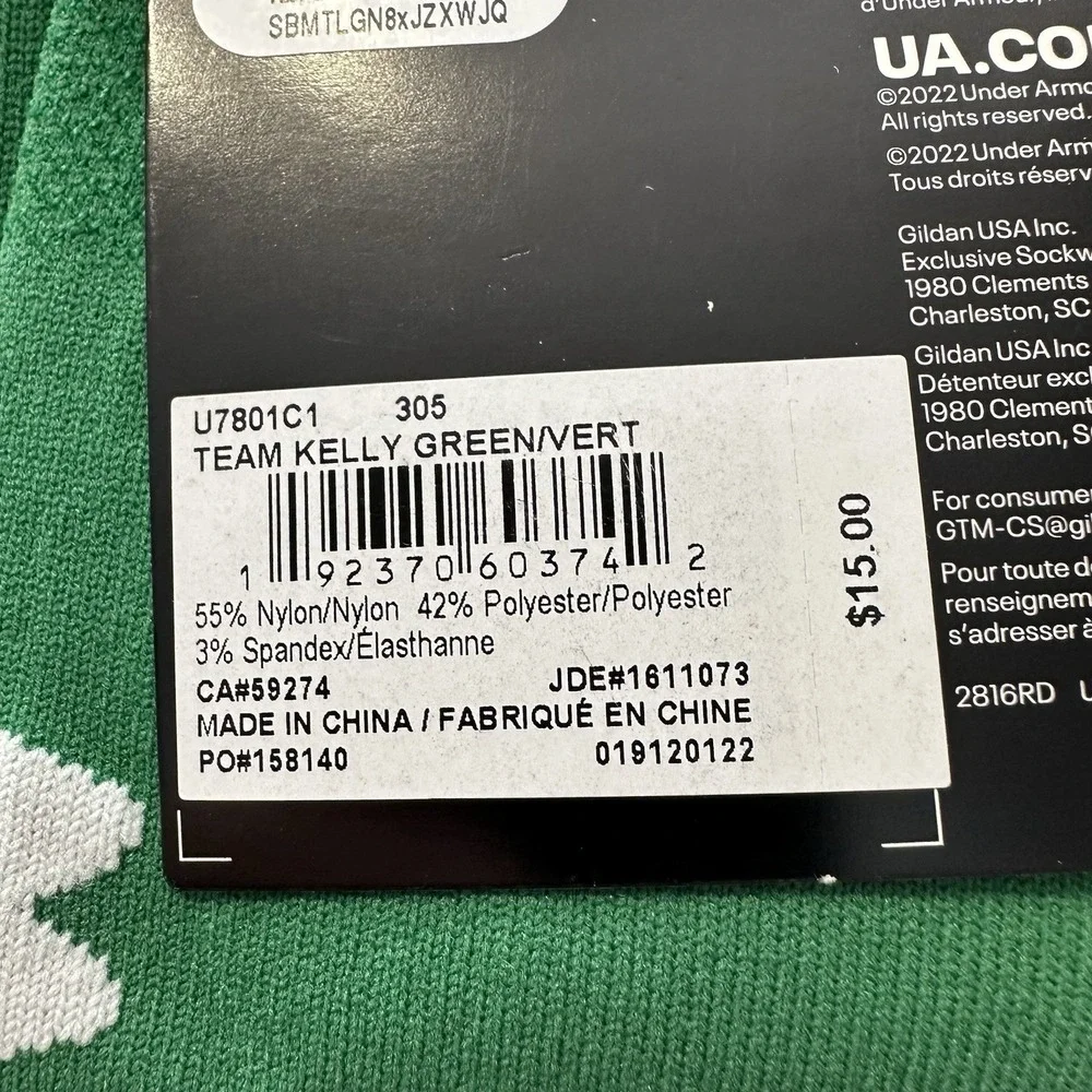 Under Armour Soccer Socks Youth L Lot 3 Pairs Kids 13.5-4.5Y OTC Cushioned Green - Picture 5 of 5
